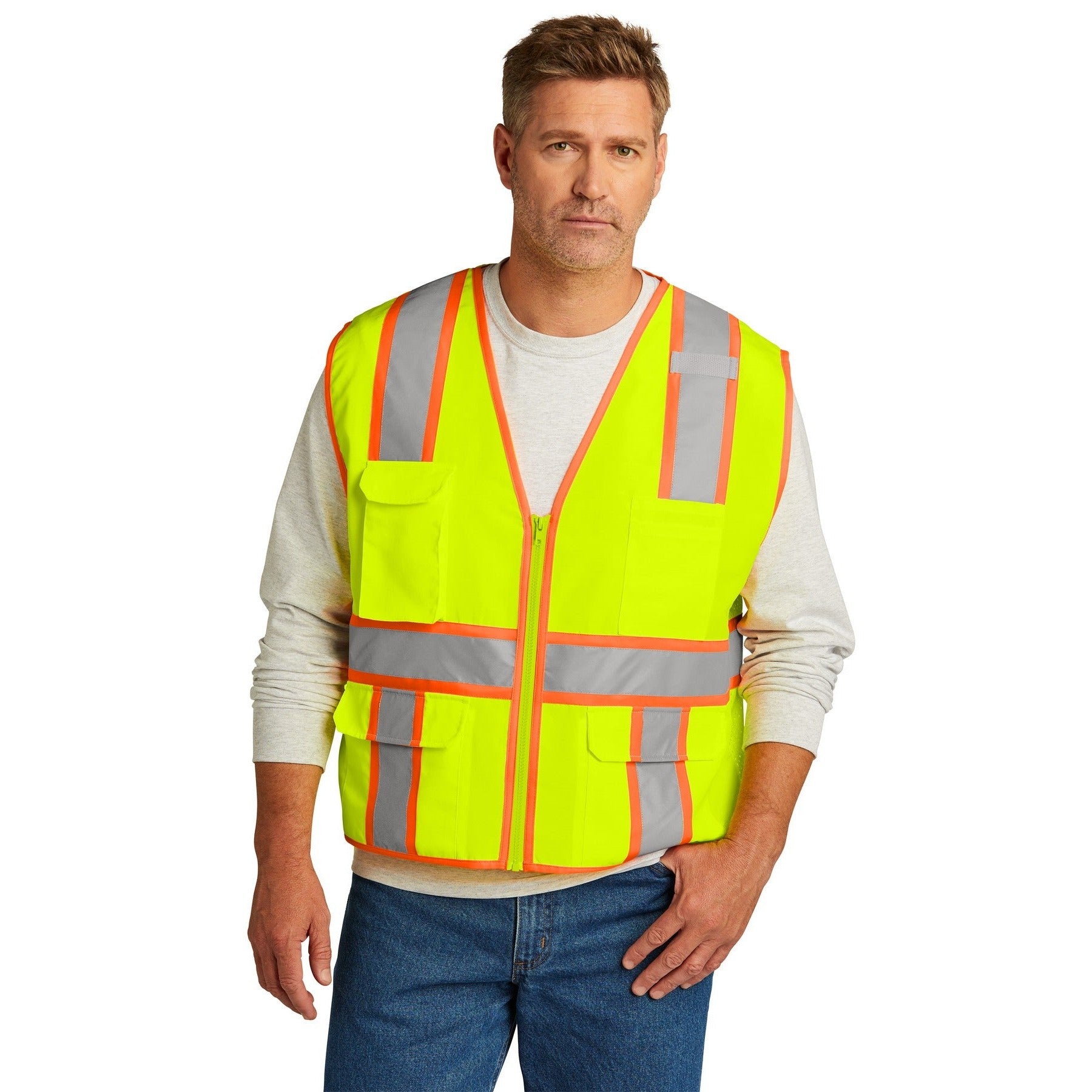 CornerStone-CornerStone ® ANSI 107 Class 2 Surveyor Zippered Two-Tone Vest. CSV105-MedTech-2